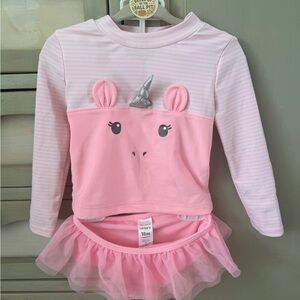 Carter's Pink Unicorn Top and Tulle Skirt Set